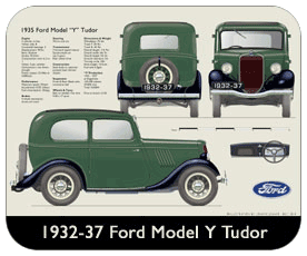Ford Model Y Tudor 1932-37 Place Mat, Small